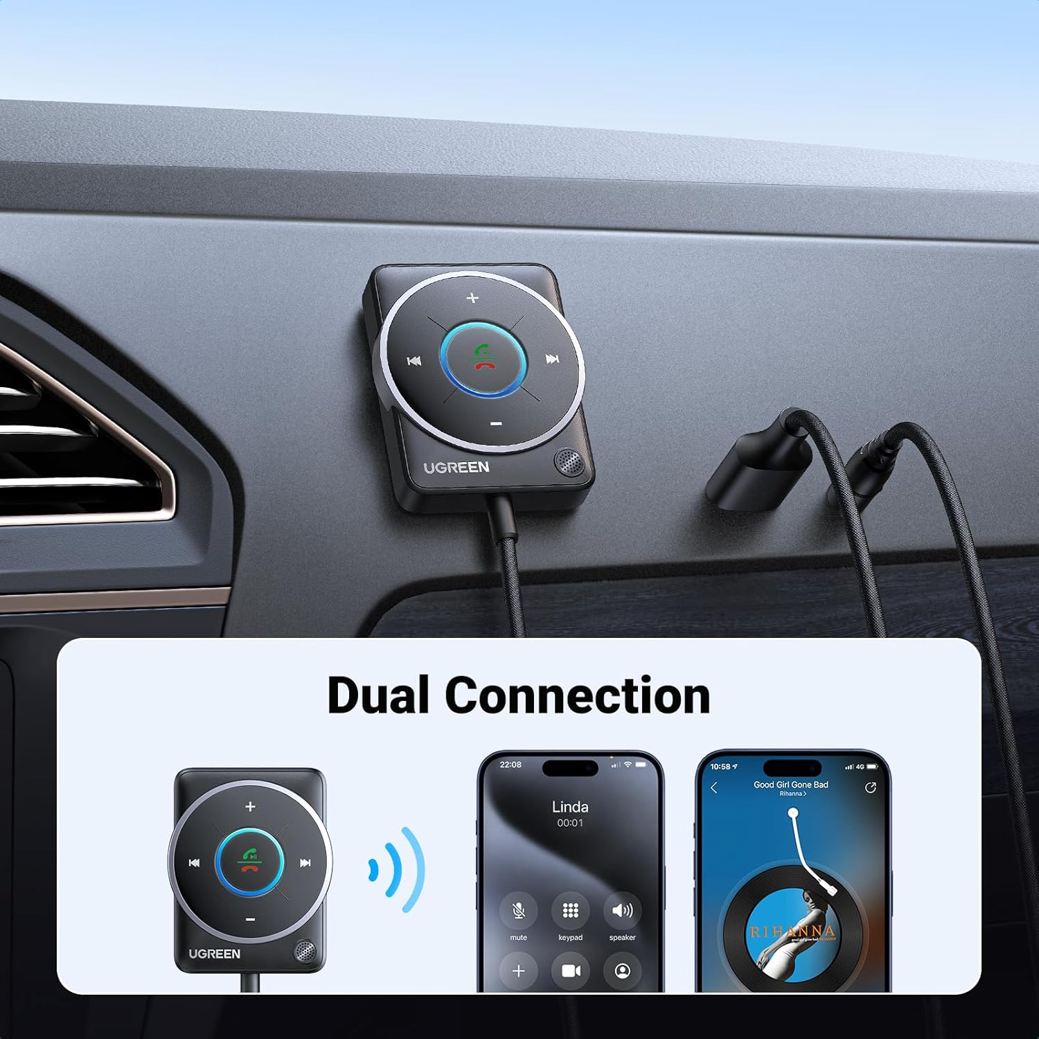 UGREEN Adaptador auxiliar para - Bluetooth Adapter Receiver reseña y precio